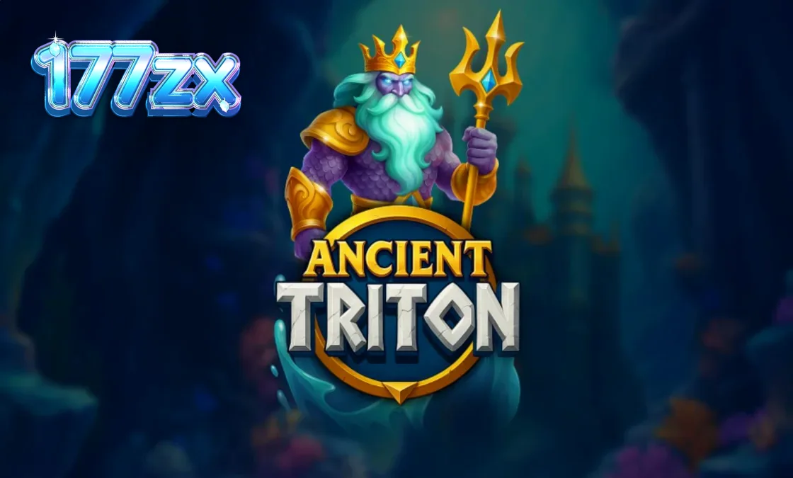 Tampilan visual slot Ancient Triton dengan tema bawah laut dan dewa Triton
